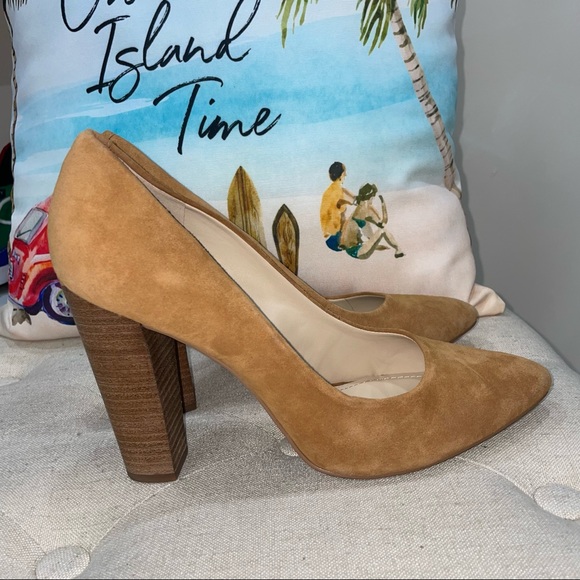 Bcbgeneration Clarice Suede Camel Tan Block Heel Size 10M Excellent Condition - Picture 6 of 11
